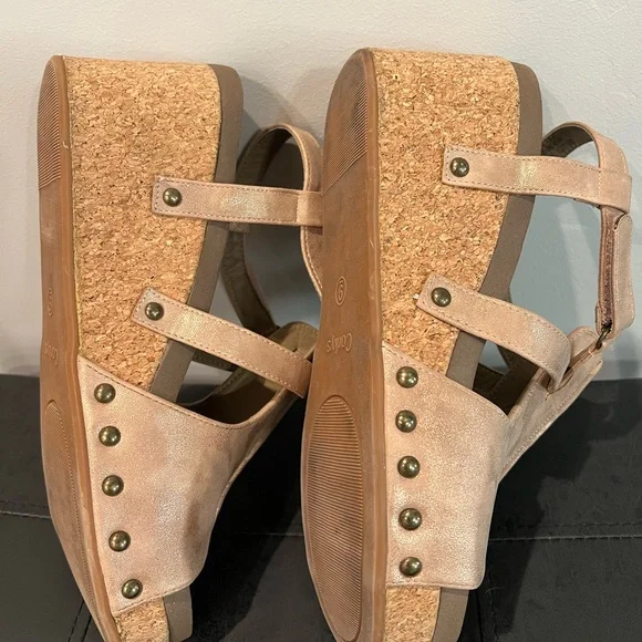 Corkys Seltzer Bronze Wedge Sandals - Picture 4 of 10